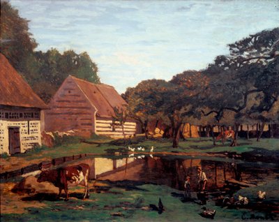 ノルマンディーの農家の庭（絵画、1863年頃 作： Claude Monet