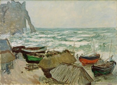 エトルタビーチの漁船 作： Claude Monet