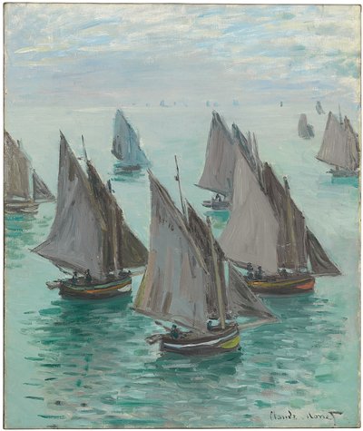 漁船、穏やかな海、1868 作： Claude Monet