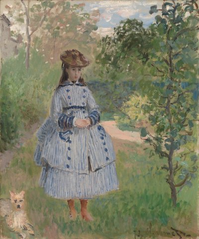 女の子と犬 作： Claude Monet