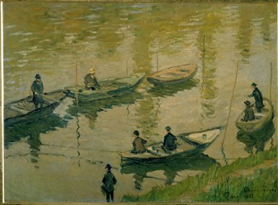 ポワシー近くのセーヌ川の漁師のグループ 作： Claude Monet