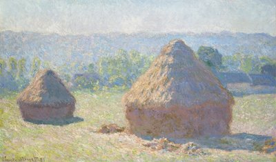 夕陽の中の干し草、1891 作： Claude Monet