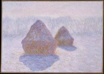干し草の山（雪と太陽の効果） 作： Claude Monet