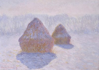 干し草の山（雪と太陽の影響） 作： Claude Monet