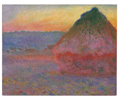 干し草の山、ピンクとブルーの印象、1891 作： Claude Monet