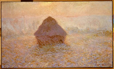 干し草の山、霧の中の太陽 作： Claude Monet