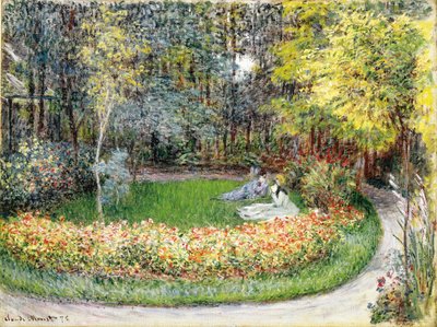 庭で、1875 作： Claude Monet