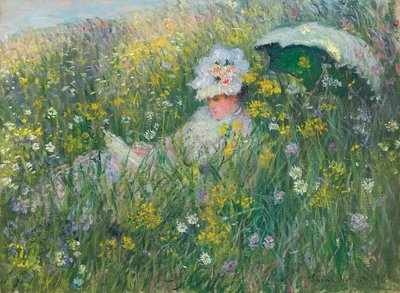 牧草地で;ダンラプレーリー、1876 作： Claude Monet