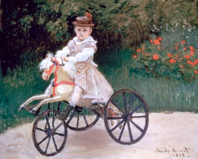1872年、機械式の馬に乗ったジャンモネ 作： Claude Monet