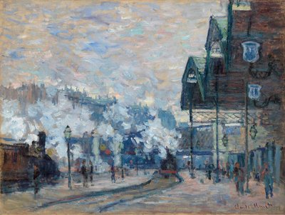サン・ラザール駅、外観、1877年。 作： Claude Monet