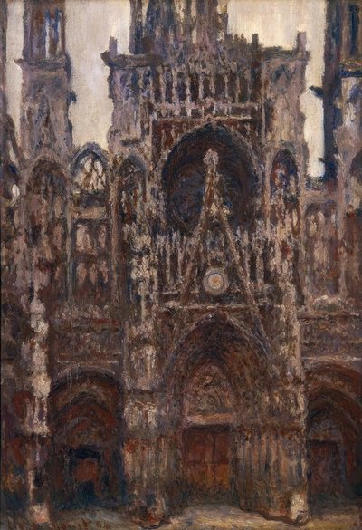 ルーアン大聖堂、正面から見たポータル、茶色の調和 作： Claude Monet