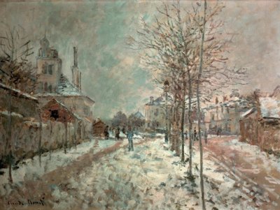 アルジャントゥイユ、雪の大通りのポントワーズ 作： Claude Monet