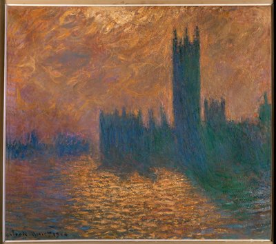 ロンドン国会議事堂、嵐の空（油彩・キャンバス） 作： Claude Monet