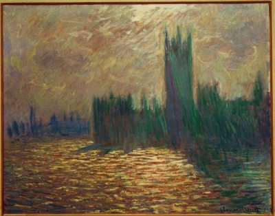 議会、テムズ川への反省 作： Claude Monet