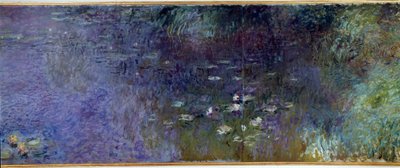 レ・ニンファ：マタン ディテール。クロード・モネ（1840-1926）の絵画 1914-1926 各部分2×3mの二部作。パリオランジュリー美術館 - 睡蓮（またはニンフェア）：朝。詳細。クロード・モネ（1840年-1926年）の絵画 作： Claude Monet