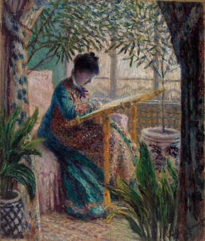 マダム・モネの刺しゅう（クラフトのカミーユ） 作： Claude Monet
