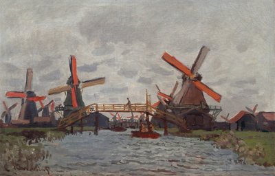 1871年にザーンダム近くのウェストザイデルフェルトにある製粉所 作： Claude Monet