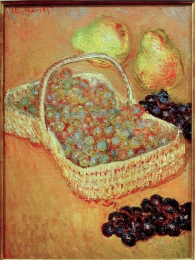 パニエドゥレーズンエポワル（ブドウと梨の入ったバスケット 作： Claude Monet
