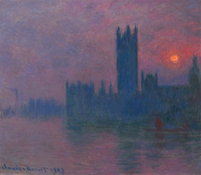 国会議事堂、夕日、c.1900-03（キャンバスに油彩） 作： Claude Monet