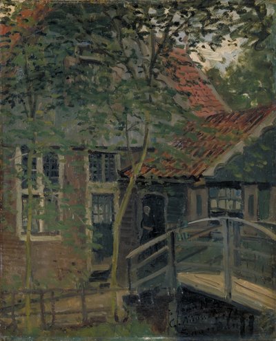 Passerelle à Zaandam 歩道橋、ザーンダム、1871 年。 作： Claude Monet