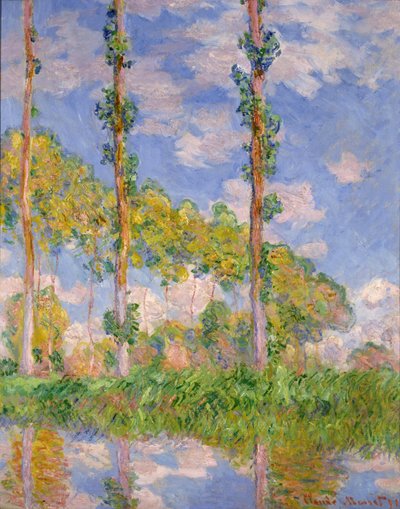 太陽に照らされたポプラ 作： Claude Monet