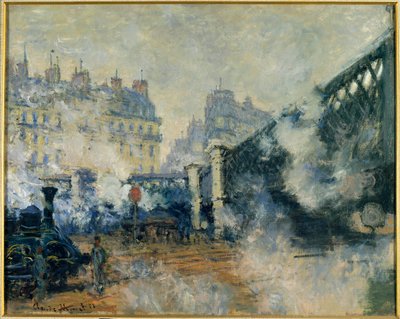 ヨーロッパ橋とサン・ラザール駅（サン・ラザール） クロード・モネ（1840-1926）の絵画 1877年日 0,64 x 0,81m。パリ。マルモッタン・ミュージアム 作： Claude Monet