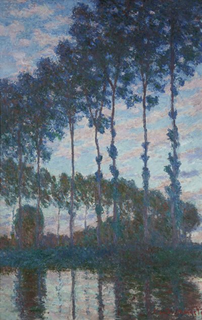 エプテ川のほとりのポプラ、夕方の効果、1891 作： Claude Monet