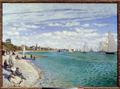 Regates a Sainte Address セーヌ川の海上にあるサント・アドレ スの桟橋。クロード・モネ（1840-1926）による絵画 1867年 日の丸0.99x0.72 m ニューヨーク、メトロポリタン美術館 作： Claude Monet