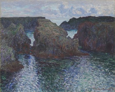 ポートグルファーの岩、ベルイル、1886年 作： Claude Monet