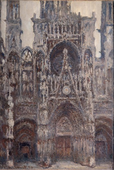 ルーアン大聖堂、扉、茶色の調和 - 油彩・キャンバス 作： Claude Monet