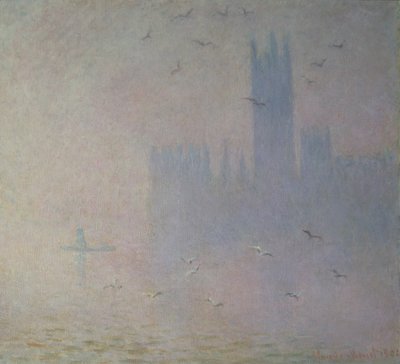 国会議事堂を巡るカモメ、1904 作： Claude Monet
