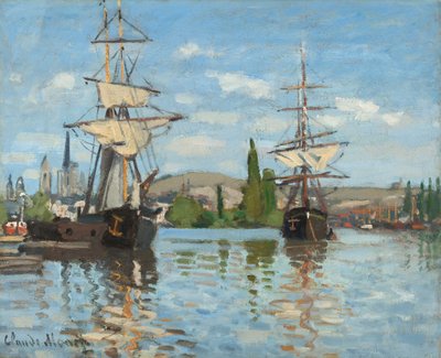 ルーアンのセーヌ川に乗る船 作： Claude Monet