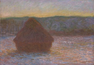 小麦の山（雪解け、日没） 作： Claude Monet