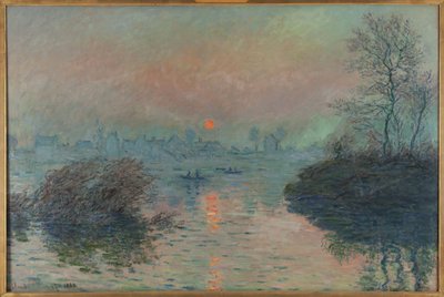 ラヴァクールのセーヌ川の夕日、冬の効果 作： Claude Monet
