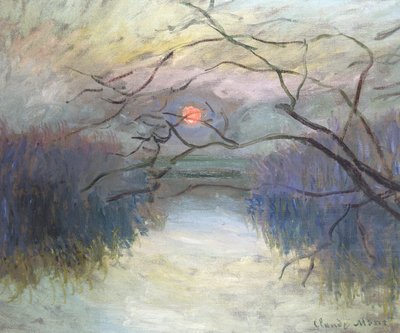 ヴェトゥイユのセーヌ川に沈む夕日、1880年 作： Claude Monet
