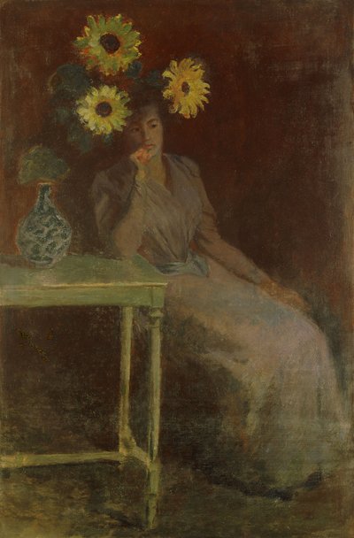 ひまわりとスザンヌ;スザンヌオソレイユ、1889年 作： Claude Monet