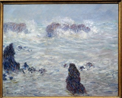 Tempete、Belle-Ile（ブルターニュのBelle Ile en merまたはBelle-Ile-en-Mer）の海岸。クロード・モネ（1840-1926）の絵画 作： Claude Monet