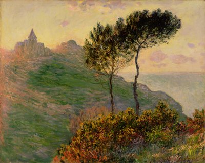 ヴァレンゲヴィルの教会、日光に逆らって 作： Claude Monet