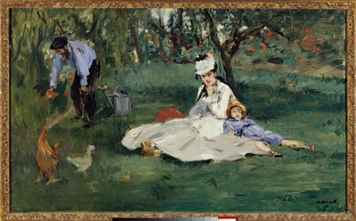 庭園のモネ一家 作： Claude Monet