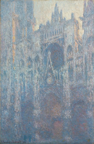 朝の光の中のルーアン大聖堂のポータル 作： Claude Monet