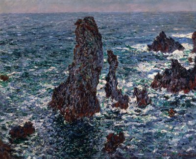 ベルイルピラミッドの岩、ポートコトン、メルソヴァージュ、1886年。 作： Claude Monet