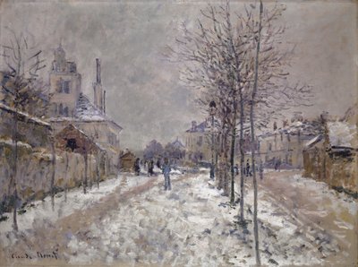 1875年、アルジャントゥイユの雪に覆われたポントワーズ大通り 作： Claude Monet