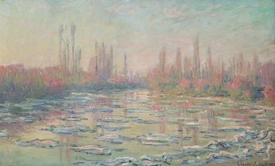 ヴェトゥイユ近郊のセーヌ川の雪解け、1880年 作： Claude Monet