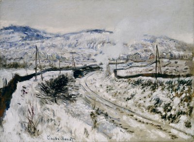 アルジャントゥイユで雪の中で訓練する 作： Claude Monet