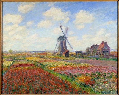 オランダのチューリップ畑（風車付き） 作： Claude Monet