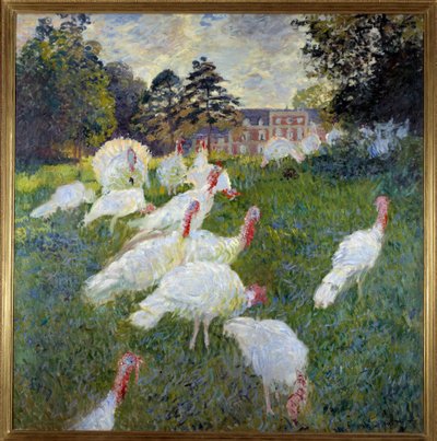 七面鳥（モンジュロンのロッテンブール城の眺め） クロード・モネ（1840-1926）の絵画 1877年 日の丸1,74x1,72 m パリ、オルセー美術館 作： Claude Monet