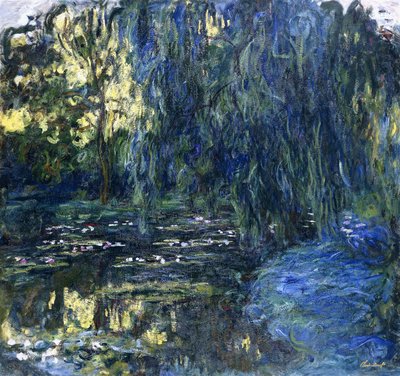 柳とリリーポンドの眺め、c.1917-1919 作： Claude Monet