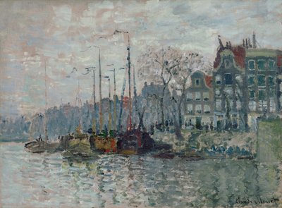 1874年にアムステルダムでプリンスヘンドリカーデとクロームワールのビュー 作： Claude Monet