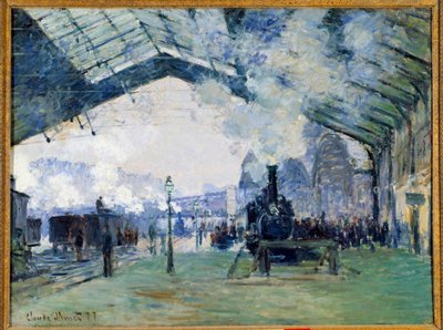 パリのサン・ラザール駅とノルマンディー鉄道の眺め 作： Claude Monet