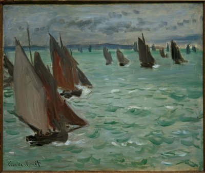 Voillers en Mer 作： Claude Monet